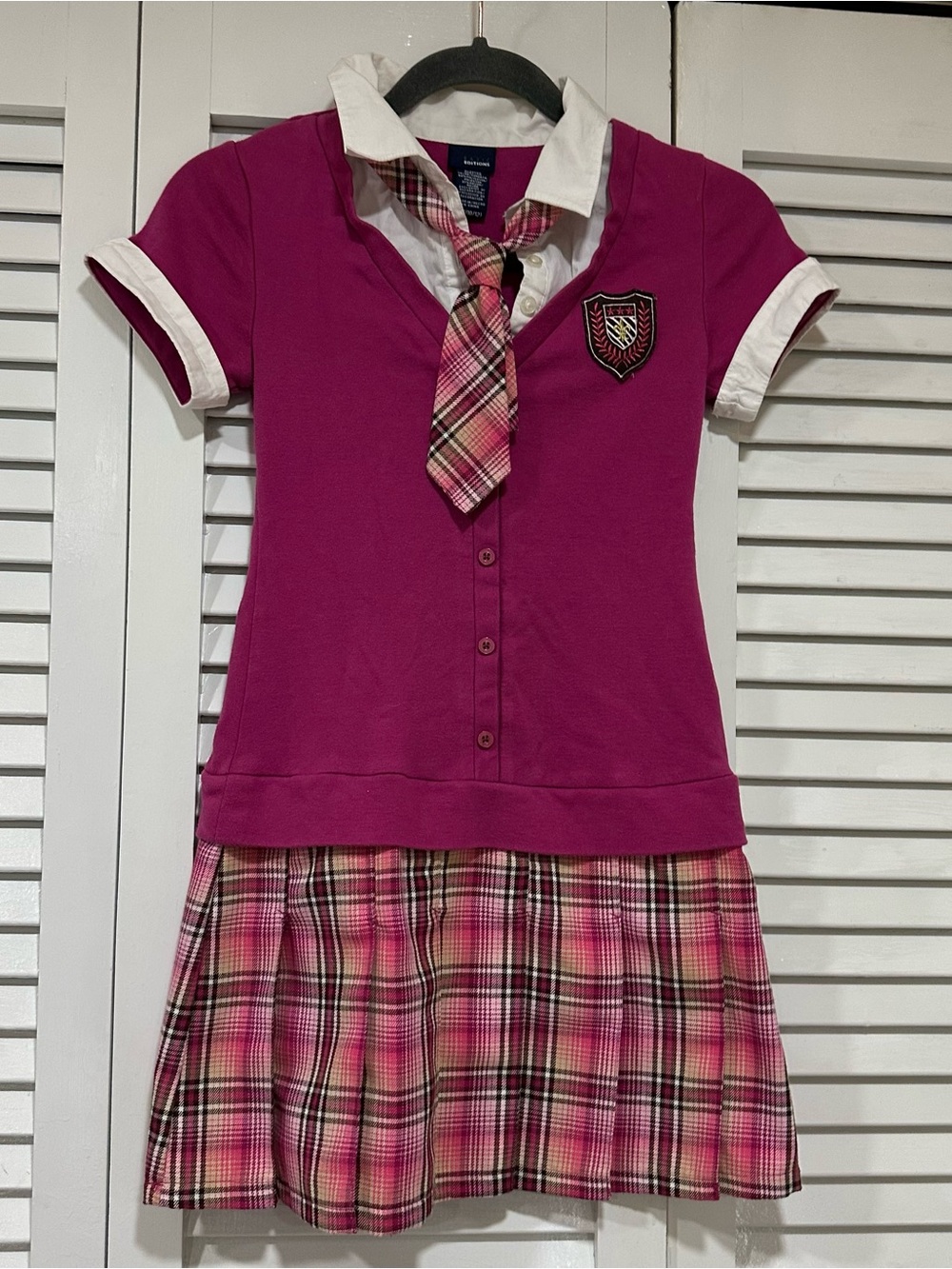 Basic Editions Y2K Preppy School Uniform Mock Layered Dress Girls 10/12